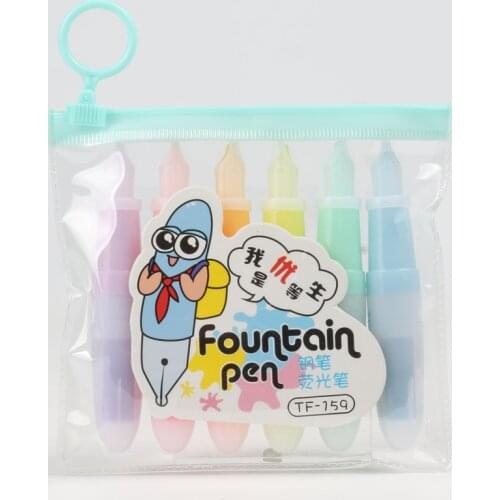 Fountain Pen Shaped Fluorescent Highlighter Mini Textmarker Coloring DIY Marker Neon Assorted Colors School Office Supplies Gift
