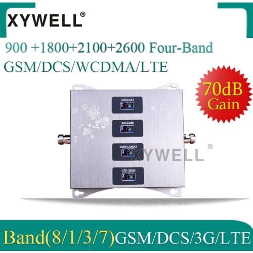 900/1800/2100/2600mhz Four-Band Cellular amplifier 4G 3G GSM Phone Signal Booster GSM DCS WCDMA LTE 2G 3G 4G Cellular Repeater