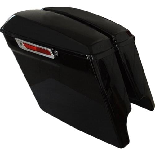 Vivid Black 5" Stretched Extended Hard Saddlebags Trunk For Harley Road King Electra Street Glide FLT FLHT FLHTCU FLHRC 14-18
