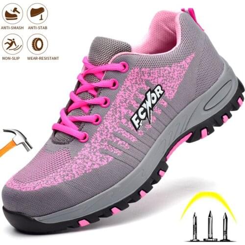 Women Safety Work Shoes Indestructible Lightweight Steel Toe Cap Work Shoes Anti-smash Anti-puncture Sport Comfor Protect Shoes