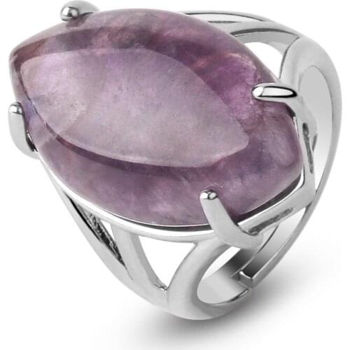 Silver Plated Horse Eye Shape Mixed Crystal Stone Adjustable Size Quartzs Womens Ring Fashion Jewelry Chakra Wedding Party Ring