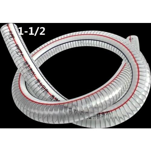 1.5 inch 38mm id Transparent PVC steel wire tube oil delivery pipe vacuum rubber tube wired hose Wire braided tubing