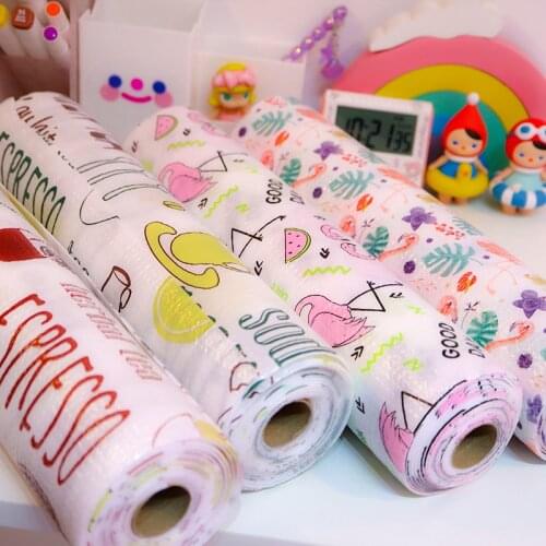 1 roll Flamingo Printing Pattern Ambry Drawer Dampproof Mat Waterproof Non-Slip Kitchen Placemats Table Mats Pads Free Cutting