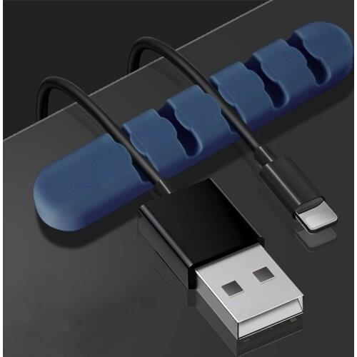 100Pcs Silicone 5 Slots Organizer USB Cable Winder Management Cable Clips For Phone Cable Earphone Mouse Data Charging Line