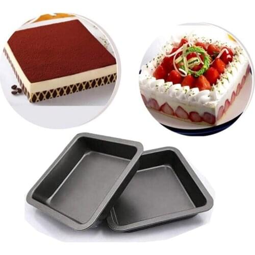 2 Pack 8 Inch Square Cake Pan,Nonstick Bakeware Carbon Steel Toast Mold Baking Tray for Cakes,Bread,Pizza