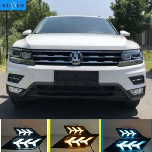 2Pcs LED DRL Daytime Running Lights Fog light Driving Bumper Fit For VolksWagen Tiguan L 2017-2018