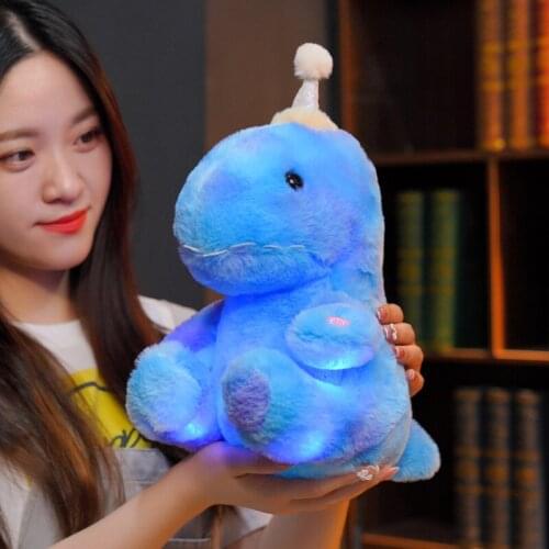32CM Creative LED Dinosaur Plush Toy Stuffed Animals Light Up Luminous Pillow Colorful Glowing Pillows Christmas Gift for Kids