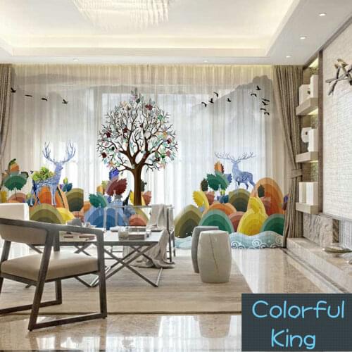 3D Customized Photo Curtains Natural Deer Drape Panel Sheer Tulle Curtains For Living Room Door Kitchen Bedroom for kids