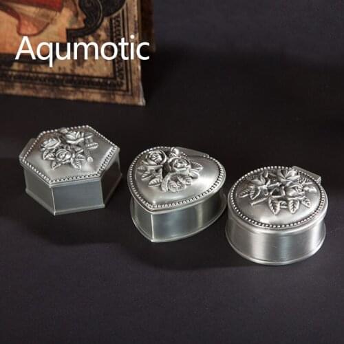 Aqumotic Hexagon Jar Round Box 1pc Rose Shape Heart-shaped about 6cm Jewelry Ring Proposal Luxury Brooch Storage Boxes