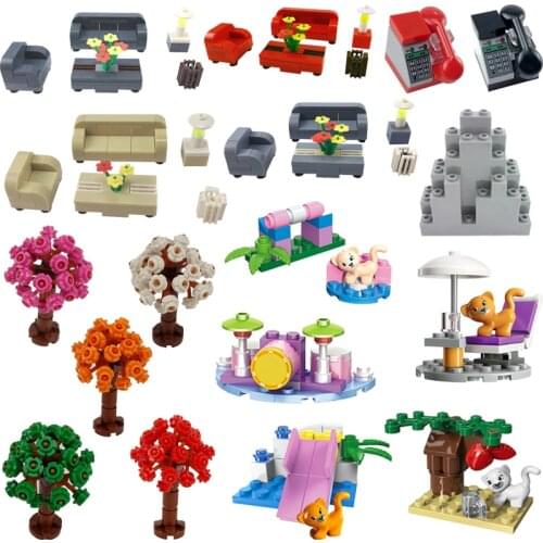 Locking Friends Blocks MOC Assemble Furniture Dressing Mirror Building Blocks Bricks Toys for Children Friends Locking Block Toy