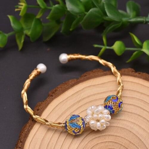 Pure Natural Freshwater Pearl Bracelet Baroque Open Bracelet Woman Handmade Luxury Jewelry