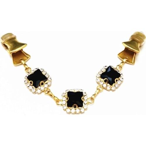Chain Style Gold Cardigan Clamps Black Crystal Sweater Clip Women Wedding Shawl Guard Brooch
