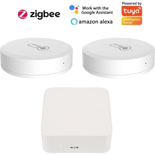 1-8PCS ZigBee MINI Smart Temperature And Humidity Sensor Tuya Smart Life APP Remote Control Work With Hub Alexa Google Home