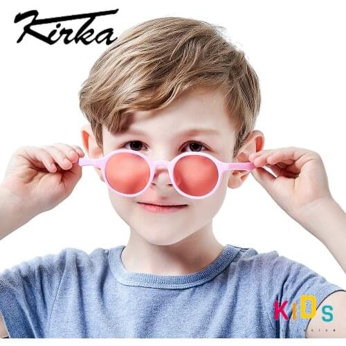 Kirka Children UV400 Kids Sunglasses Cute Cool Sun Glasses 100%UV Protection Eyeglasses For Travel Boy Girl Summer Round Frame
