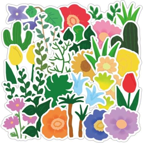 40pcs Flowers and plants cartoon stickers children stickers hand account material water cup computer mini hand account pack