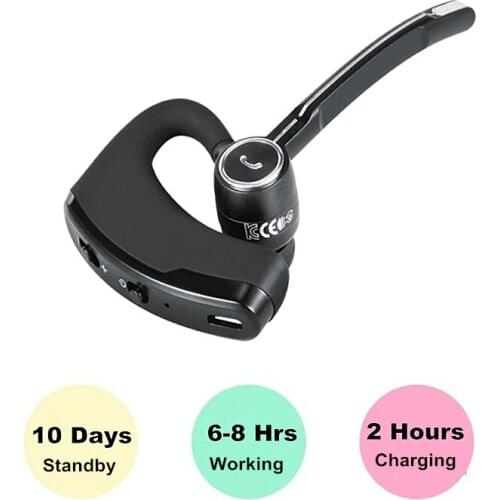 ELECTSHONG wireless bluetooth headphone Handsfree business bluetooth headset earphone with mic voice control for Iphone Samsung