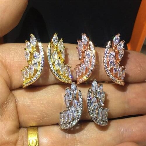 3 Colors Lovers Angel wings Ring Real 925 sterling Silver AAAAA Zircon cz Engagement Wedding Band Rings For Women Party Jewelry