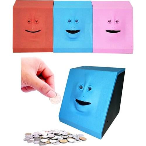 Cute Face Bank Money Safe Box Piggy Banks Eats Sensor Coin Box For Money Saving Creative Safes Piggy Bank Children Gift