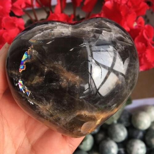 Beautiful natural black moonstone crystal heart natural crystal reiki healing