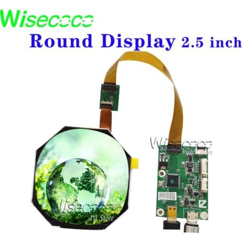 Wisecoco 2.5 Inch Round LCD Screen IPS TFT LCDS 480X480 MIPI Driver Board 400 Nits Brightness Flat Circular Display Circle