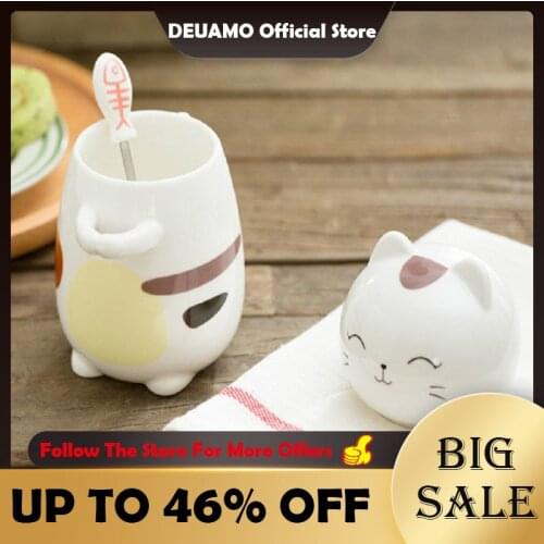 Cartoon Cat Cup With Lid Ceramic Cup Coffee Cup Milk Cup Children Large-Capacity Water Cup Holiday Gift Leisure Water Cup