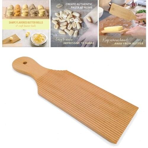 Gnocchi Pasta Plate Spiral Noodle Tool Wooden Butter Table Stripe Pattern Noodle Making Mould Homemade Butter Pasta