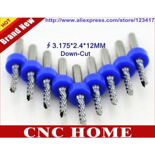 New 10pcs/lot Down Cut 2.4MM Carbide PCB Cutters, CNC Cutting Tools, Mini Millinging Cutters Set for Engraving Milling Machine