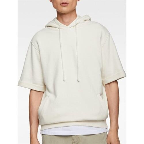 Custom blank plain oversize half sleeve hoodie for men