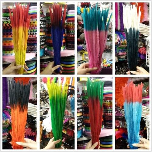 Wholesale 100pcs Double Color Natural Pheasant Feathers 20-22inches/50-55cm Weddings DIY Decoration Accessories