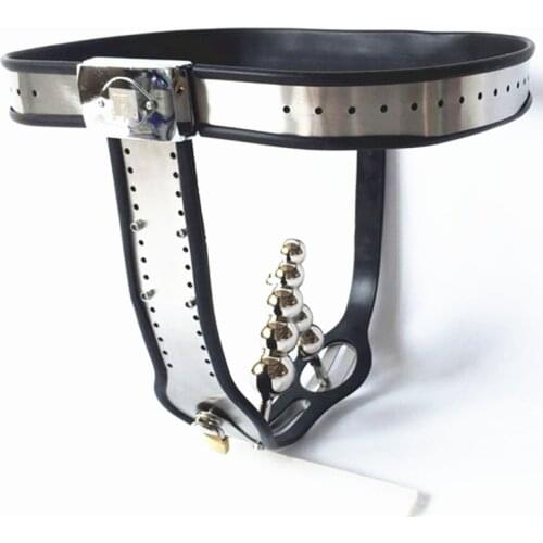 Chastity Belt Masturbation Chastity Pants With Vagina Plug Anus Plug Stainless Steel TWO Tethered Female T Chastity Belt G7-5-24