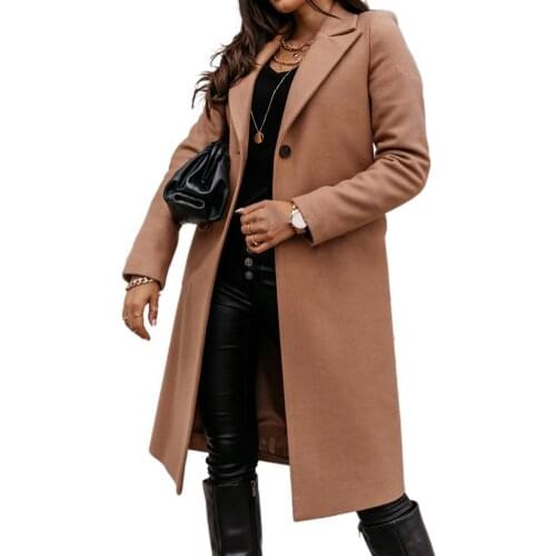 Plus size Jacket Women Autumn Winter Long Sleeve Lapel Collar Coat Knee-length Jacket Overcoat Women Coat