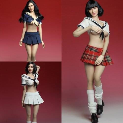 1/6 Scale Student Uniform Shirt Plaid Minikirt School Girl Clothes Set for 12'' Female Action Figure Hot Toys Accessories