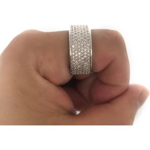 Silver color mens Wedding Bands Shiny Crystal Ring for Female Male Jewelry full cz crystal Engagement Ring USA Size 8 9 10 ring