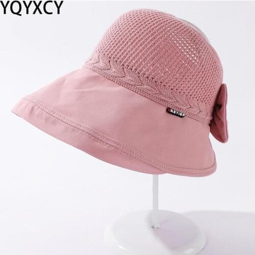 2021 Spring Summer Hats For Women Empty Top Sunshade Bucket Hat Folding Knitted Big Wide Brim Sunshade Travel Outdoor Beach New