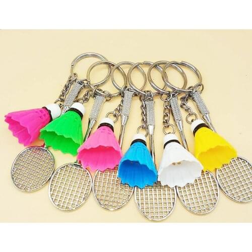 Sports Memento Badminton Key Pendant Mini Badminton Racket Set Keychain Sports Souvenirs Bag Car Keyring Pendant Craft Accessory