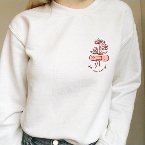 YOU ARE ENOUGH pocket Sweatshirt Desert flowers COLORED Sweats women fashion casual 100%cotton grunge aesthetic Pullovers Tops