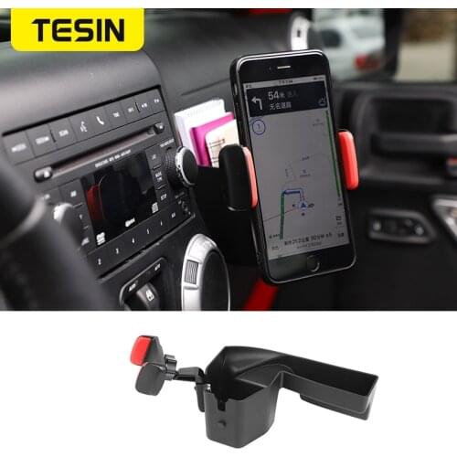 TESIN GPS Stand for Jeep Wrangler 2011-2017 Car IPad Mobile Phone Holder Storage Box for Jeep Wrangler JK 2011-2017 Accessories