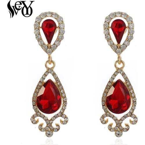 VEYO Vintage Crystal Earrings Antique Women Drop Dangle Earrings For Women Crystal Rhinestone Jewelry Wholesale