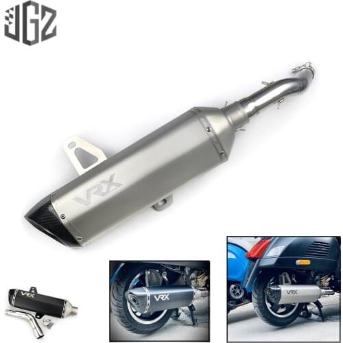 Motorcycle Stainless Steel Carbon Exhaust Pipe Middle Tail Link Clip On Pipe For VESPA GTS 250 300 2013 - 2019 2020 Accessories