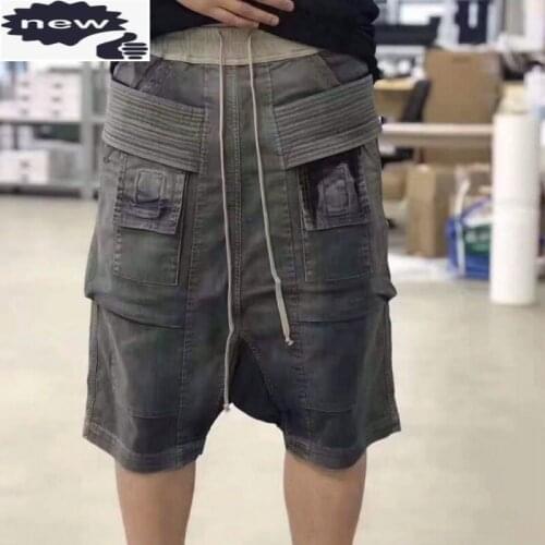 High Quality Fashion Mens Drop Crotch Harem Pants Drawstring Pockets Hip Hop Loose Man Casual Knee Length Baggy Shorts