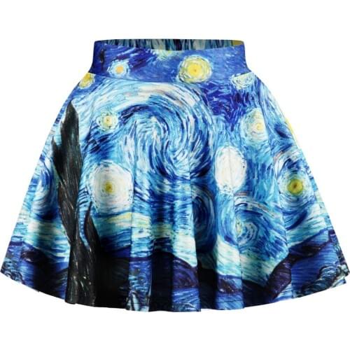 Girls Elastic Waist 3D Digital Print Colorful Vortex Casual Fashion Blue Summer Ball Gown Skirts Big Girls Summer Skirts