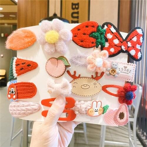 8/9 PCS The New Set Childrens Hair Clip Iittle Girl Cartoon Animal Baby Side Headdress Bangs Clip GirlBroken Hair BB Clip