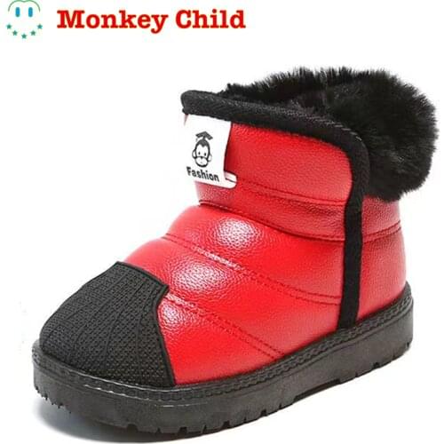 Winter Baby Girls Boys Snow Boots Warm Outdoor Children Boots Waterproof Non-slip Kids Warm Plush Boots Cotton Sport Shoes