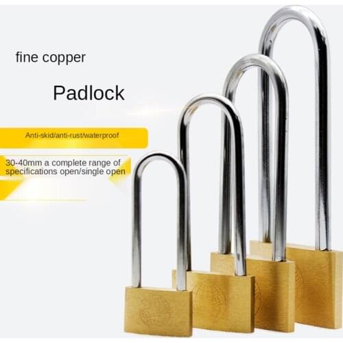 1 Pcs Long Padlock Brass Lock Travel Luggage Suitcase Gate Lock Anti Rust Lock Core Include 3 keys 30/40/50/60mm