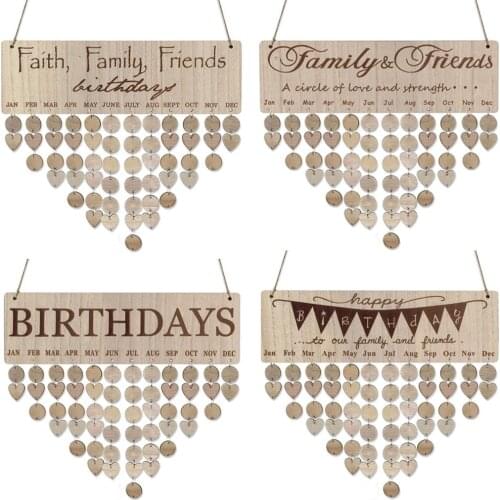 1pc Special Days Wooden Calendar Board Birthday Reminder Board Home Wall Hanging Decoration Sign Ornament Party Decor