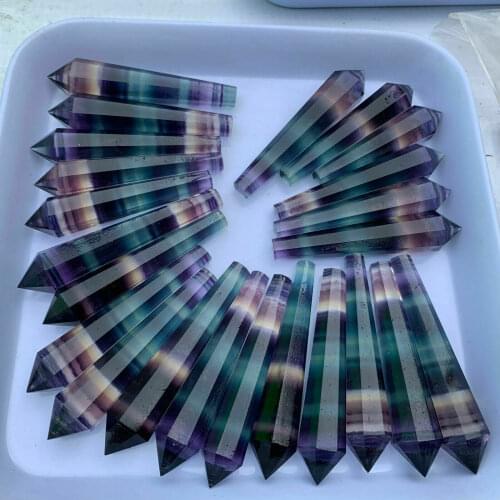 Beautiful Natural rainbow fluorite quartz crystal Pendulum Vintage Pendant Wicca Pagan Altar Props Charm Jewelry 1pc