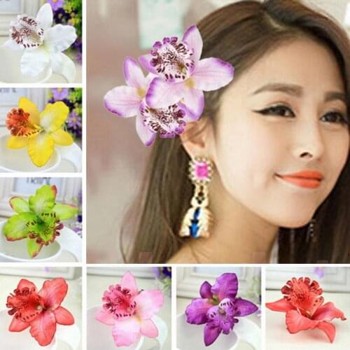 2pcs Wedding Decoration Hairwear Barrette Beach Hair Accessories Women Girl Bridal Wedding Orchid Flower Hair Clip Hairpins