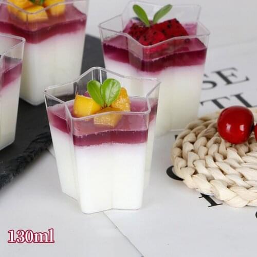 20/40pcs Plastic Dessert Cups 135ml Star Shaped Yogurt Mousses Portion Cups Dessert Container Tableware Party Wedding Supplies