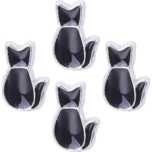 20Pcs/lot Black Cat Pretty Floating Charms Living Glass Memory Locket DIY Jewelry Wholesale