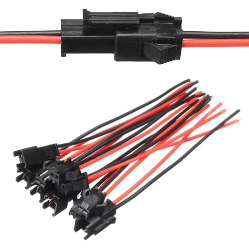 5 Pairs 100mm 2-Pin SM Plug PVC Plastic Connector Cable Wire Male + Female 5 Of Each Connector For Electrical Installation